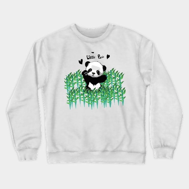 Little cute panda bear Crewneck Sweatshirt by Fadmel